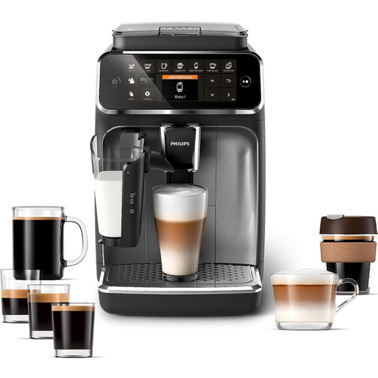 Philips Kaffeevollautomat der Serie 4300 – LatteGo Milchaufschäumer, 8 Kaffeesorten, Touchdisplay, Schwarz